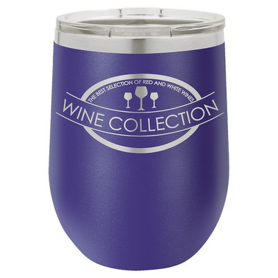 Polar Camel 12 oz. Purple Vacuum Insulated Stemless Wine Tumbler with Lid