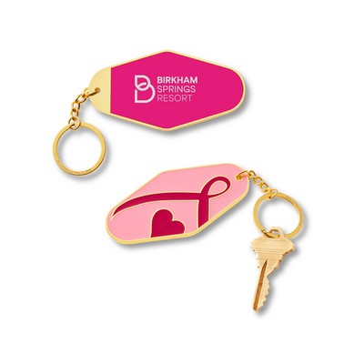 Breast Cancer Awareness Pink Ribbon Metal Keychain