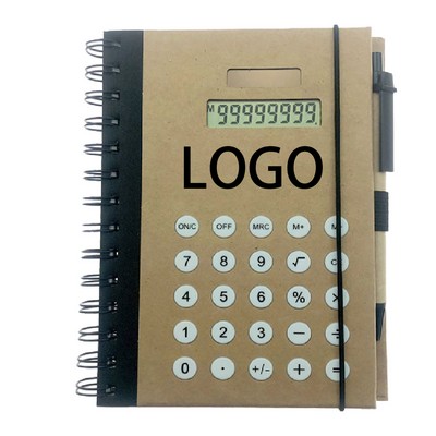 Spiral Notebook With Calculator And Pen