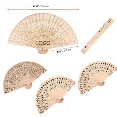 8" Folding Wooden Sandalwood Fan