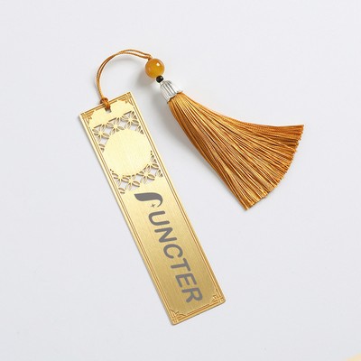Circle Hollowed Out Metal Bookmark With Tassel
