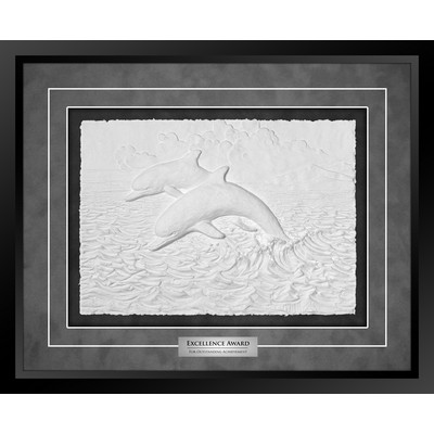 Dolphins - Cast Paper Sculptured Art - Shadowbox Award