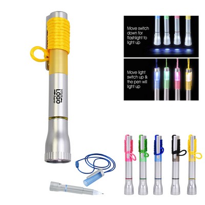 2" 1 Flashlight Pen With Necklace