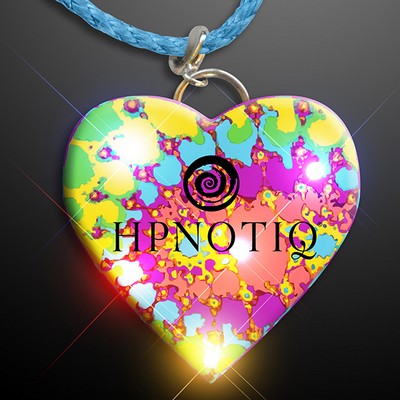 Flashing Tie Dye Heart Necklace - PRINTED