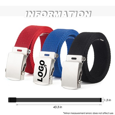 Adjustable Canvas Fabric Belt with Metal Buckle