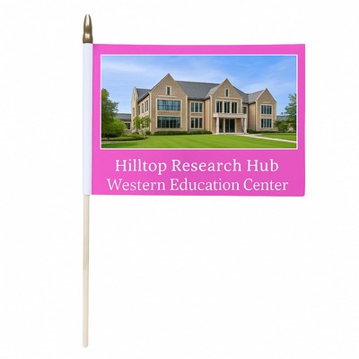 8.3"x5.5" Polyester Handheld Flag with Wooden Stick and Gold Spear