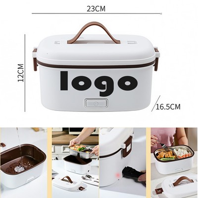 3-in-1 Electric Heated Lunch Box with Cooler Bag – Dual Compartment, Stainless Steel, For Home, Car