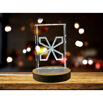 Boafo Ye Na 3D Engraved Crystal Trophy w/LED Base - Adinkra Gift
