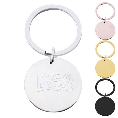 Simple Stainless Steel Round Keychain