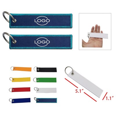 Tag Keychain Embroidered Woven Label