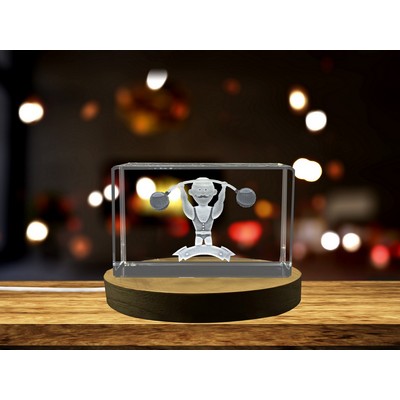 Circus Strongman 3D Engraved Crystal Trophy Award w/LED Base Light