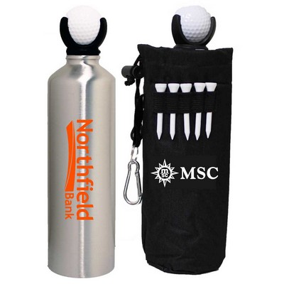 22 Oz Golf stainless steel sports water bottle in pouch