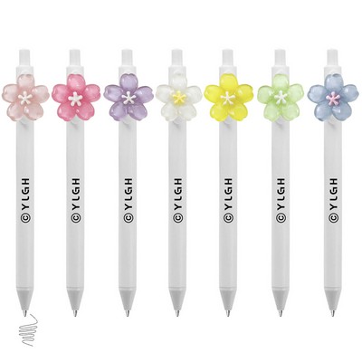 Click Activated Pen With Translucent Clear Flower