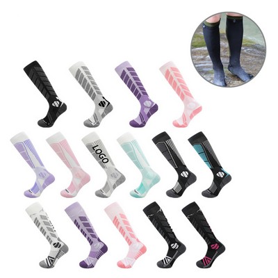 Custom Knit-Woven Merino Wool Over-the-Calf Ski Socks