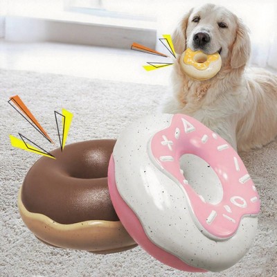Durabale TPR Fun Donut Squeaky Dog Chew Toy