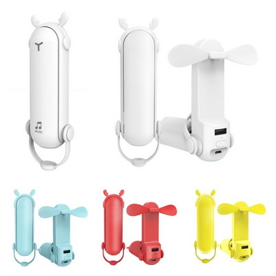 Portable Foldable Soft-Blade Fan with Flashlight Power Bank Function