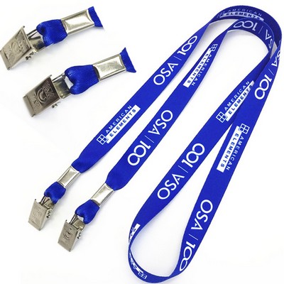 5/8" Lanyard With Double Bulldog Clips