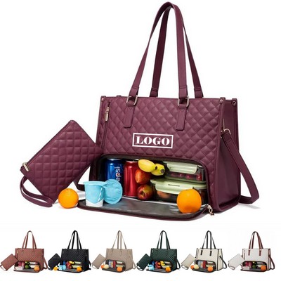 2" 1 Laptop Tote Bag Combo With Insulated Lunch Compartment