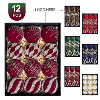 Velvet Flocked Christmas Balls Hand Painted Luxury Ornaments Tree Hanging Decor