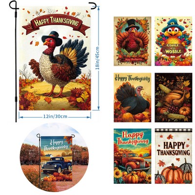 Double-Sided Sublimation Thanksgiving Linen Yard Flag