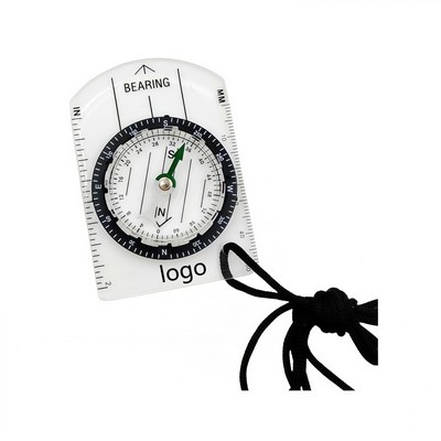 Clear Mini Acrylic Compass with Map Scale and Lanyard