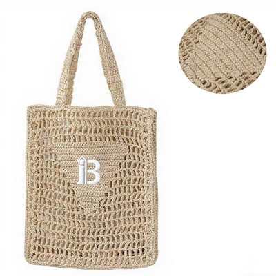 Paper Rope Woven Crochet Beach Tote Bag