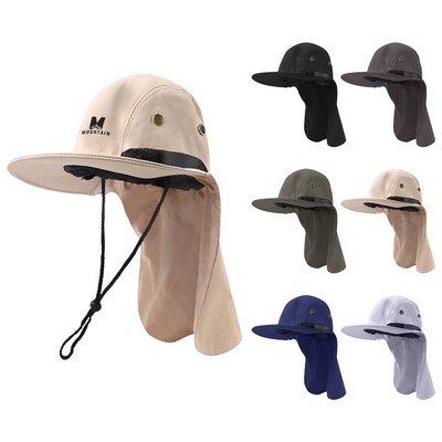 Wide Brim Summer Hat with Neck Flap