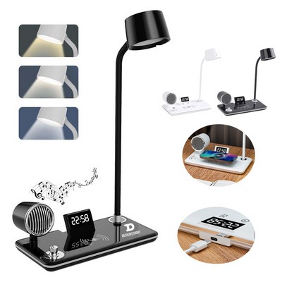 Smart Wireless Charging Desk Lamp with Wireless Speaker Clock