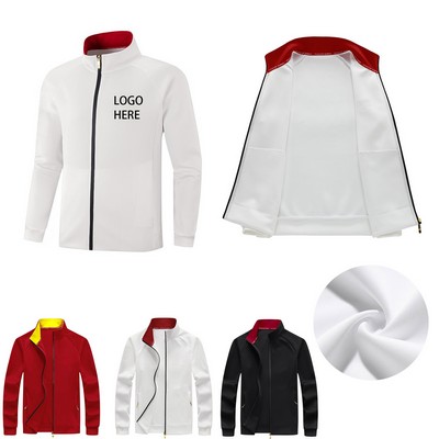 Men's KungFu Track Jacket Lightweight Workout Running Warm Up Coat With Zipper Pockets