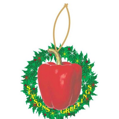 Bell Pepper Promotional Wreath Ornament w/ Black Back (6 Square Inch)