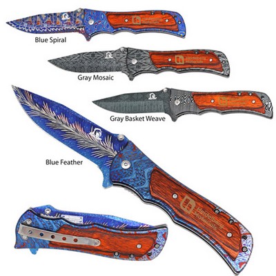 Premium Damascus Pattern Blade Pocket Knife