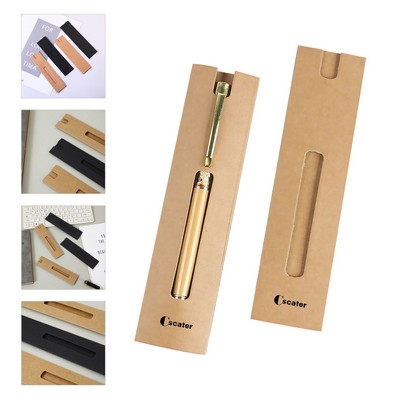 6.1"x1.6" Kraft Paper Pen Sleeves Pouch W/ Printed Ruler