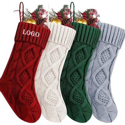 Knitted Holiday Stockings Fireplace Decor