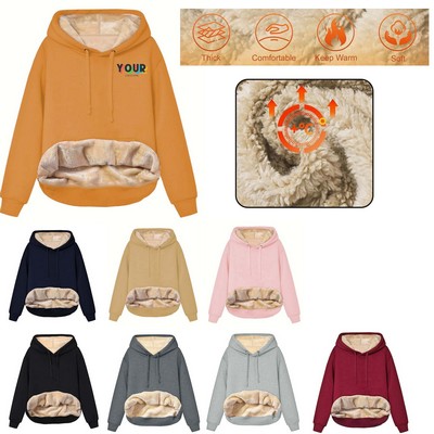Women's Hoodies Thick Fleece Lined Hooded Sweatshirt