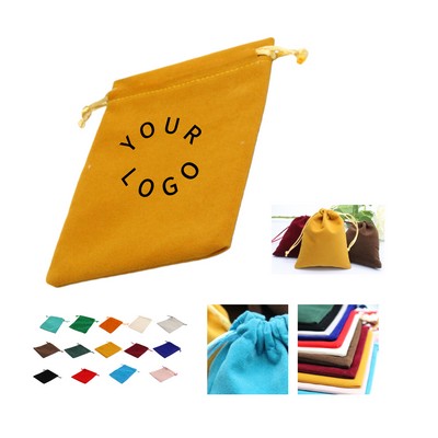 Flocked Drawstring Jewelry Pouch Four By Five Inch Washable