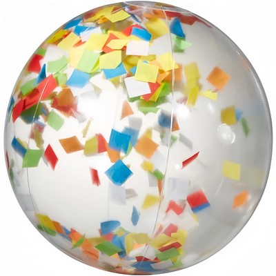 16" Clear Multi Confetti Filled Beach Ball