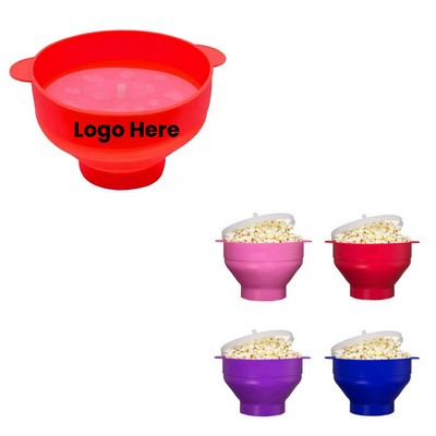 Foldable Silicone Popcorn Popper - Microwave Bowl with Venting Lid for Healthy Snacking