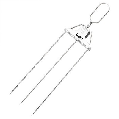 Stainless Steel Triple Prong BBQ Skewers for Home Grilling and Outdoor Cooking