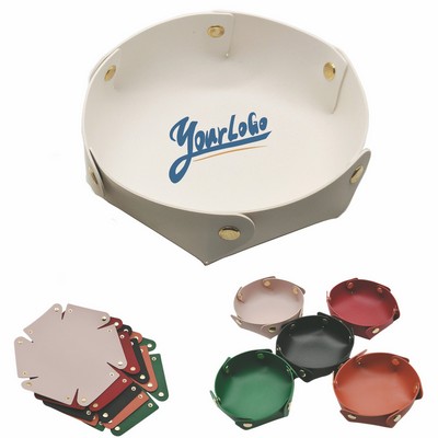 Round PU Leather Storage Box