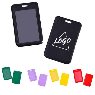 3"x 4" Vertical Sliding ID Badge Holder Hard Plastic Card Case w/ Clear Window