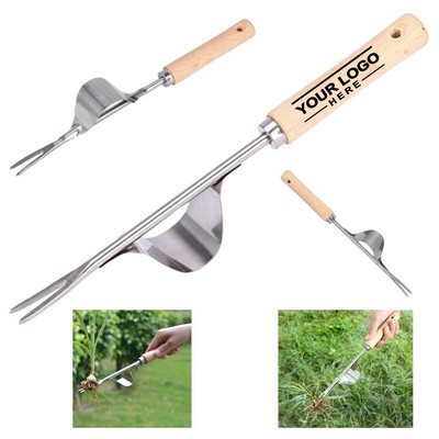 Stainless Steel Hand Weeder with Wooden Handle