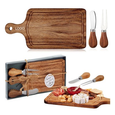 Bamboo Charcuterie Board and Cheese Knife Set Portable Outdoor Picnic Cutting Board Baptism Party