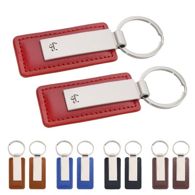Zinc Alloy Faux Leather Keychain