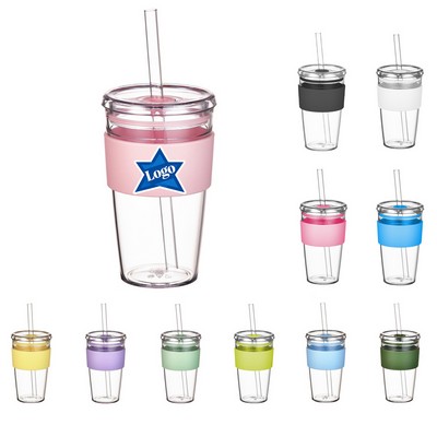 15oz Clear Straw Cup