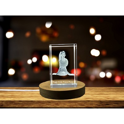 Cow Face Yoga Pose Crystal Statue w/LED Base for Serenity & Well-Being