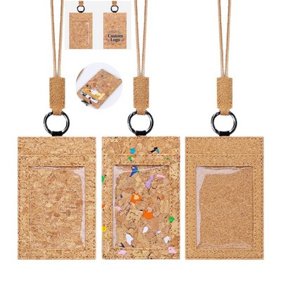 Cork Neck Lanyard 3 Card Holder