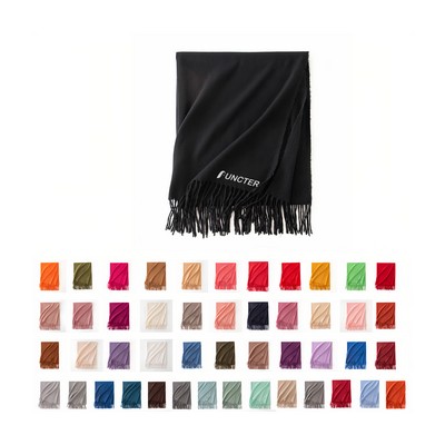 Soft Faux Cashmere (Polyester) Fringed Scarf-Embroidery 74.7"
