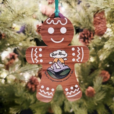 Custom Printed Hardwood Gingerbread Man Ornament