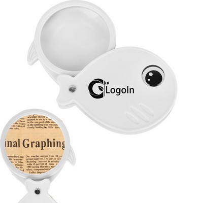 8X Small Pocket Folding Cartoon Fish Magnifier Glass Magnifying Lenses