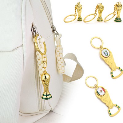 3D World Cup Trophy Golden Keychain Zinc Alloy Football Fan Gift